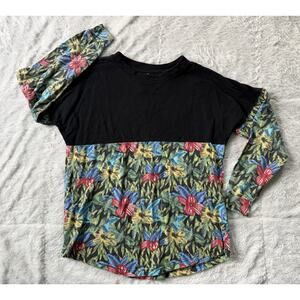 Classy Long Sleeve T-Shirt Half Graphic Tropical Floral Men’s Size Small